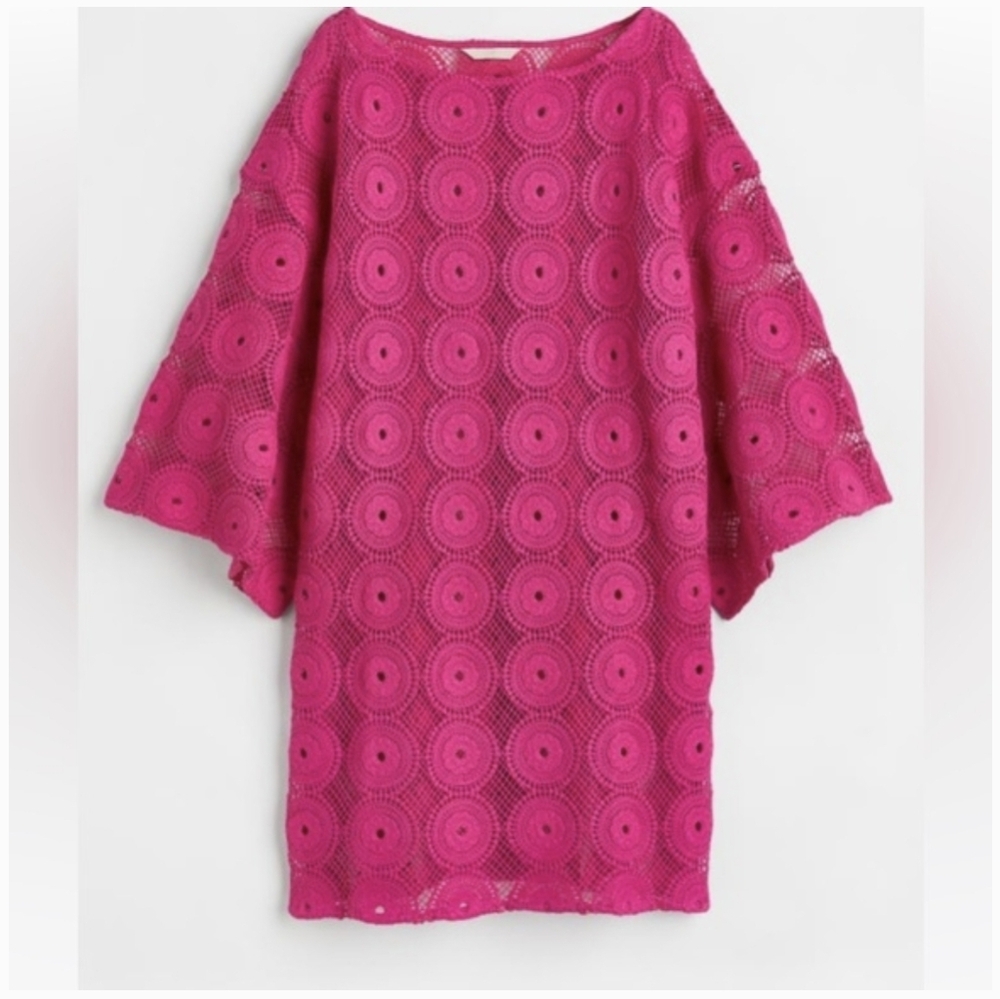 h&m pink croceht dress sz m
